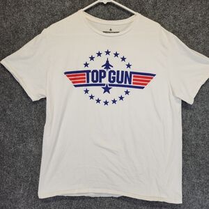 Top Gun  Shirt Men's XL White Graphic Logo Iconic Movie American Classic Cruise